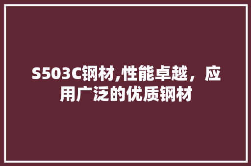 S503C钢材,性能卓越，应用广泛的优质钢材