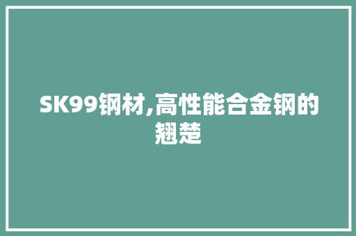 SK99钢材,高性能合金钢的翘楚