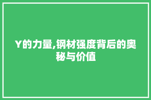 Y的力量,钢材强度背后的奥秘与价值
