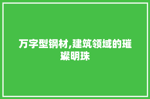 万字型钢材,建筑领域的璀璨明珠