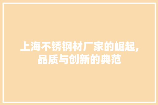 上海不锈钢材厂家的崛起,品质与创新的典范