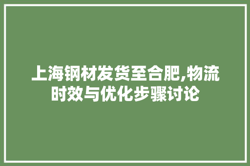 上海钢材发货至合肥,物流时效与优化步骤讨论