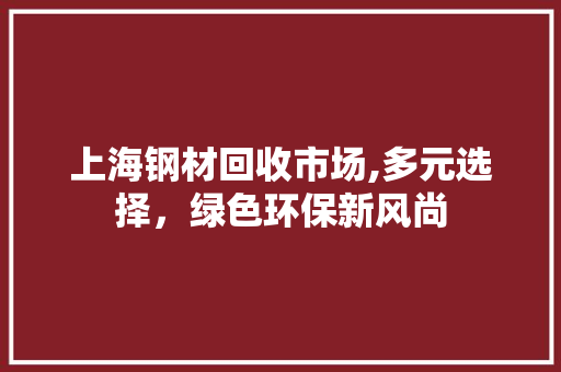 上海钢材回收市场,多元选择，绿色环保新风尚