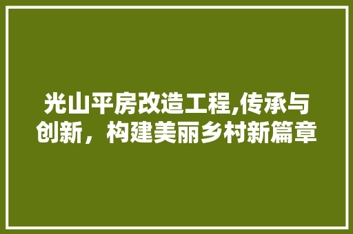光山平房改造工程,传承与创新，构建美丽乡村新篇章
