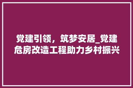 党建引领，筑梦安居_党建危房改造工程助力乡村振兴