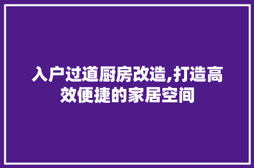 入户过道厨房改造,打造高效便捷的家居空间