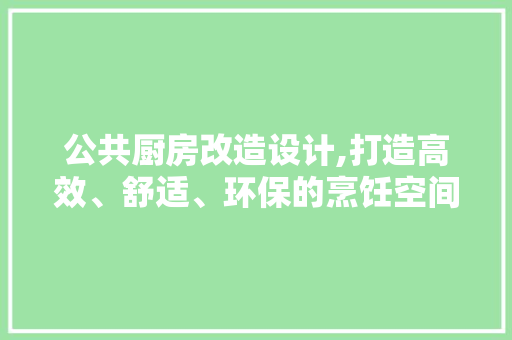 公共厨房改造设计,打造高效、舒适、环保的烹饪空间