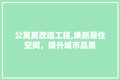 公寓房改造工程,焕新居住空间，提升城市品质