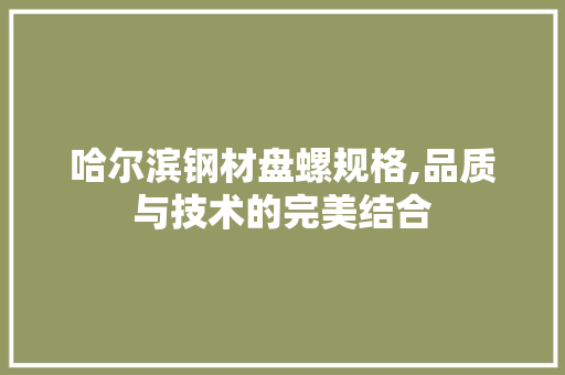 哈尔滨钢材盘螺规格,品质与技术的完美结合