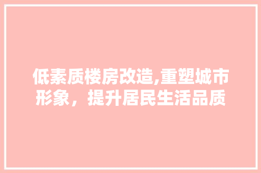 低素质楼房改造,重塑城市形象，提升居民生活品质