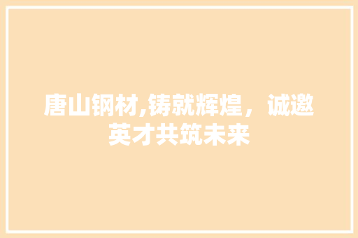 唐山钢材,铸就辉煌，诚邀英才共筑未来