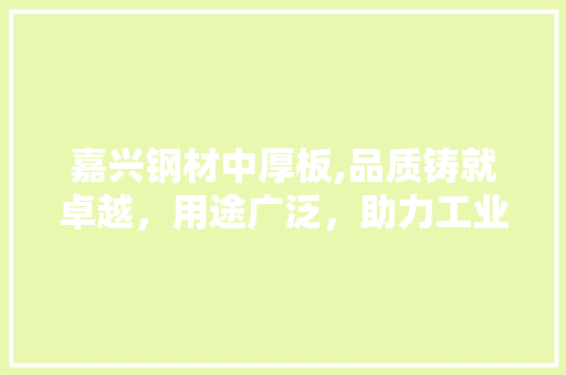 嘉兴钢材中厚板,品质铸就卓越，用途广泛，助力工业发展