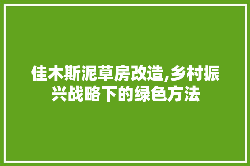 佳木斯泥草房改造,乡村振兴战略下的绿色方法
