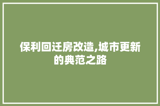 保利回迁房改造,城市更新的典范之路
