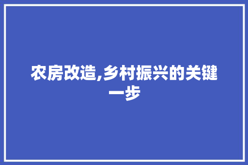 农房改造,乡村振兴的关键一步