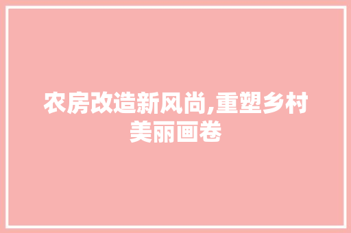 农房改造新风尚,重塑乡村美丽画卷