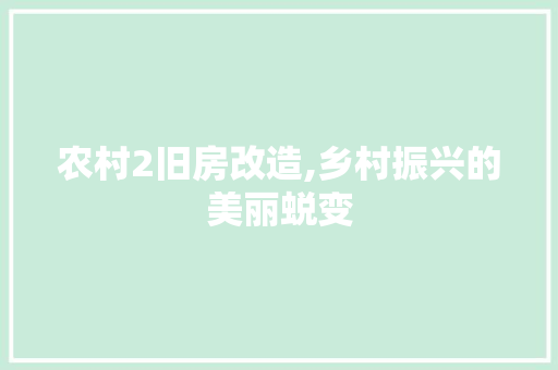 农村2旧房改造,乡村振兴的美丽蜕变