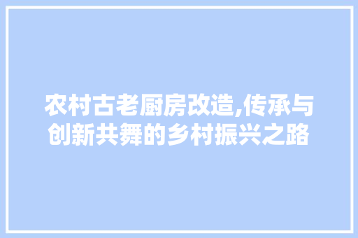 农村古老厨房改造,传承与创新共舞的乡村振兴之路