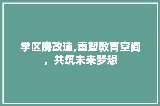 学区房改造,重塑教育空间，共筑未来梦想