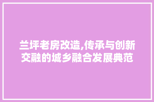 兰坪老房改造,传承与创新交融的城乡融合发展典范