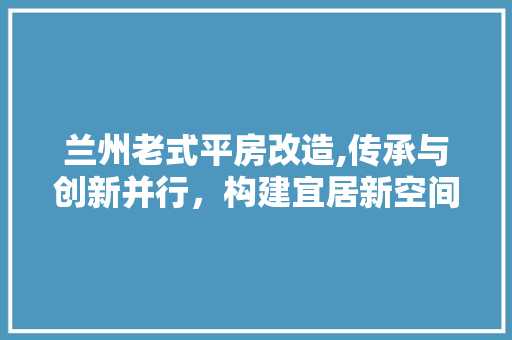 兰州老式平房改造,传承与创新并行，构建宜居新空间