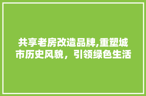 共享老房改造品牌,重塑城市历史风貌，引领绿色生活新风尚