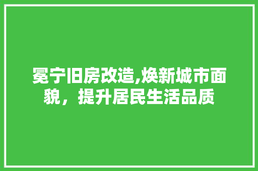 冕宁旧房改造,焕新城市面貌，提升居民生活品质