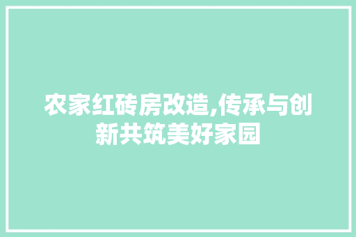 农家红砖房改造,传承与创新共筑美好家园