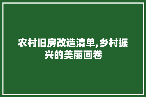 农村旧房改造清单,乡村振兴的美丽画卷