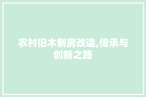 农村旧木制房改造,传承与创新之路