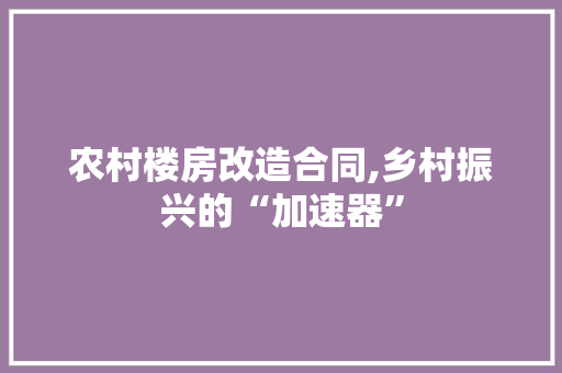 农村楼房改造合同,乡村振兴的“加速器”