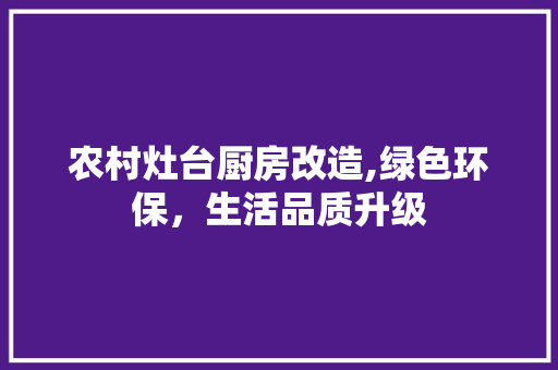 农村灶台厨房改造,绿色环保，生活品质升级
