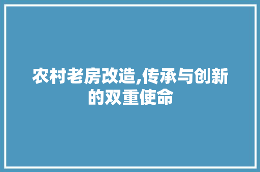 农村老房改造,传承与创新的双重使命