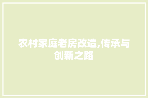 农村家庭老房改造,传承与创新之路