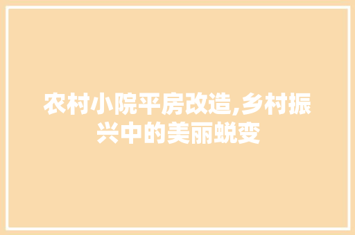 农村小院平房改造,乡村振兴中的美丽蜕变