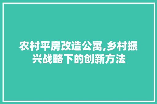 农村平房改造公寓,乡村振兴战略下的创新方法