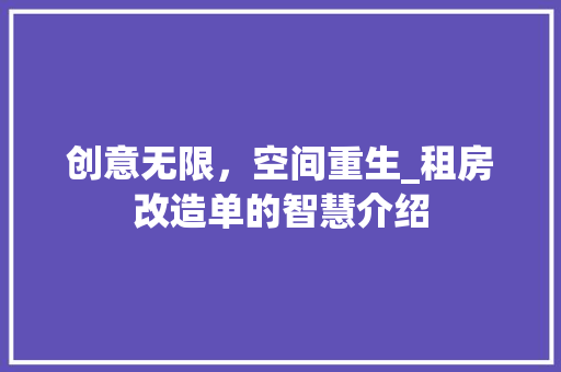 创意无限，空间重生_租房改造单的智慧介绍