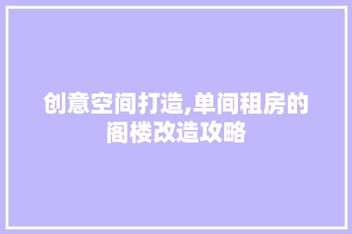 创意空间打造,单间租房的阁楼改造攻略