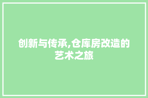 创新与传承,仓库房改造的艺术之旅