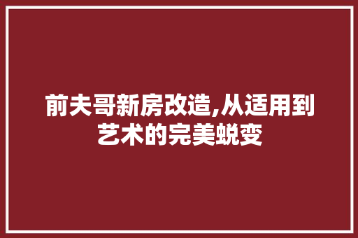 前夫哥新房改造,从适用到艺术的完美蜕变