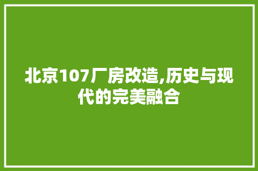北京107厂房改造,历史与现代的完美融合