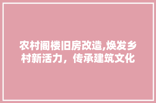 农村阁楼旧房改造,焕发乡村新活力，传承建筑文化