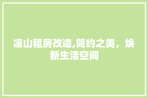 凉山租房改造,简约之美，焕新生活空间