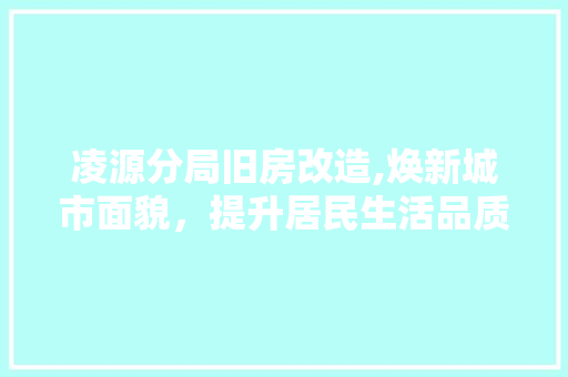 凌源分局旧房改造,焕新城市面貌，提升居民生活品质