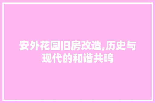 安外花园旧房改造,历史与现代的和谐共鸣
