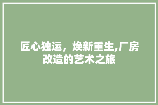匠心独运，焕新重生,厂房改造的艺术之旅