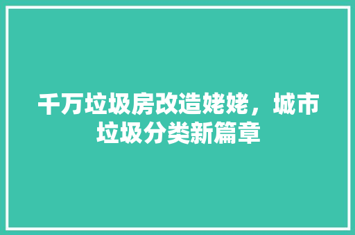 千万垃圾房改造姥姥，城市垃圾分类新篇章