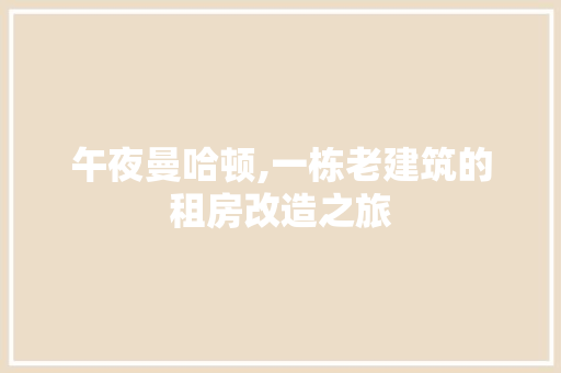 午夜曼哈顿,一栋老建筑的租房改造之旅