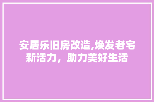 安居乐旧房改造,焕发老宅新活力，助力美好生活