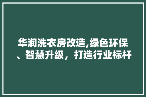 华润洗衣房改造,绿色环保、智慧升级，打造行业标杆